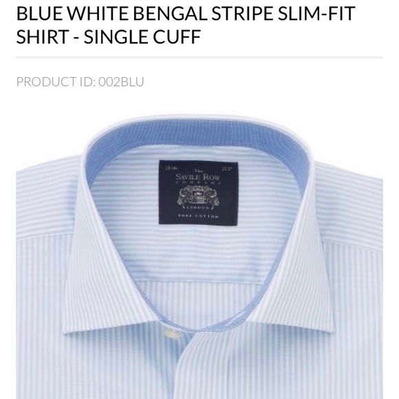 NWT. Savile Row Co. white&blue slimfit dress shirt - Picture 1 of 4